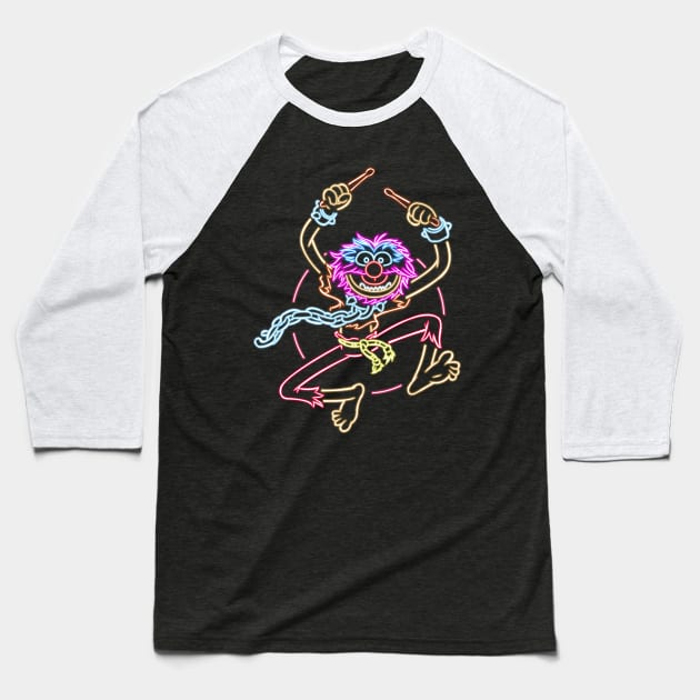 Animal neon Baseball T-Shirt by AlanSchell76